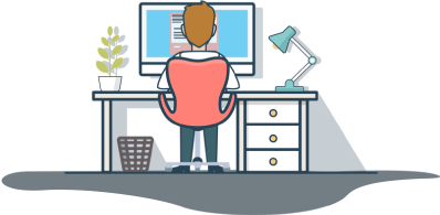 Illustration of a person working in front of a computer