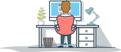 Illustration of a person working in front of a computer